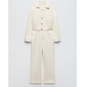 ZARA GOLD BUTTON DENIM JUMPSUIT NEW